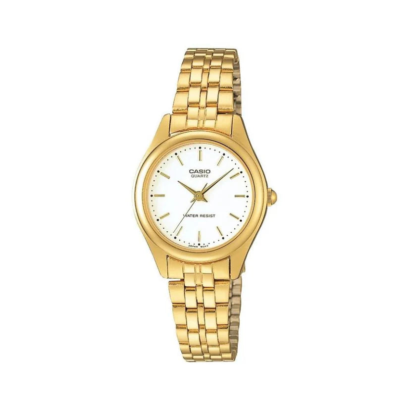 Reloj Casio LTP-1129N-7AR Dorado Acero Inoxidable Esfera Blanca Clásico