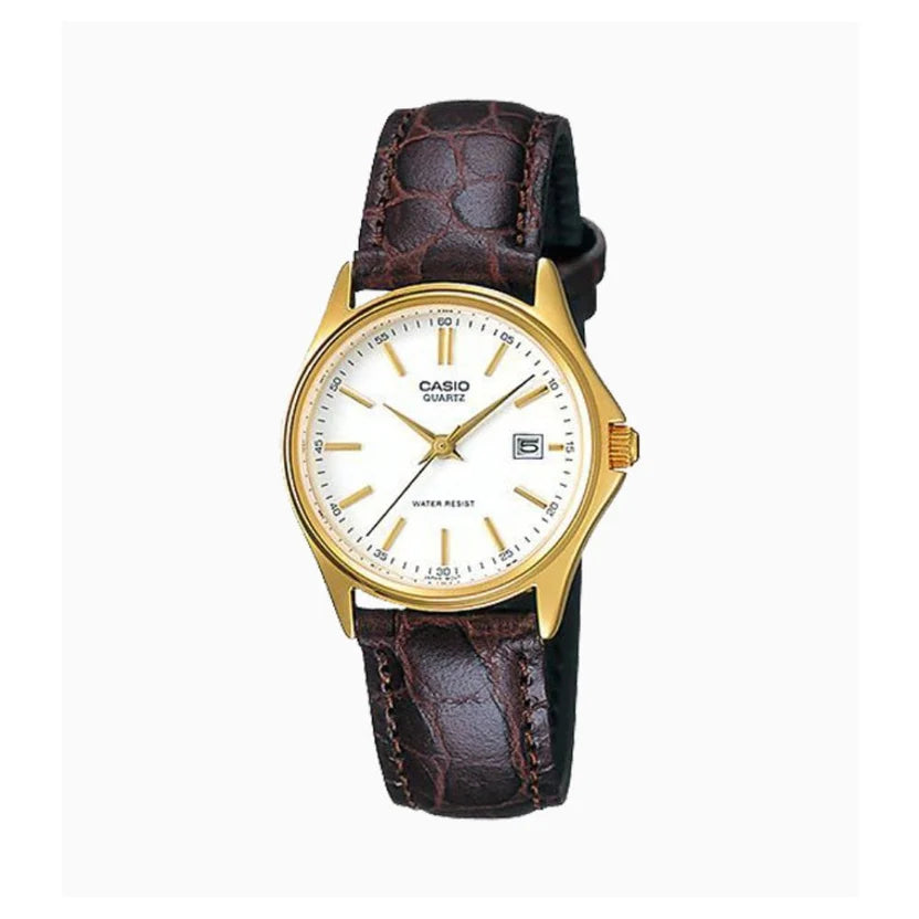 Reloj Casio LTP-1183Q-7ADF Dorado Cuero Genuino Fecha