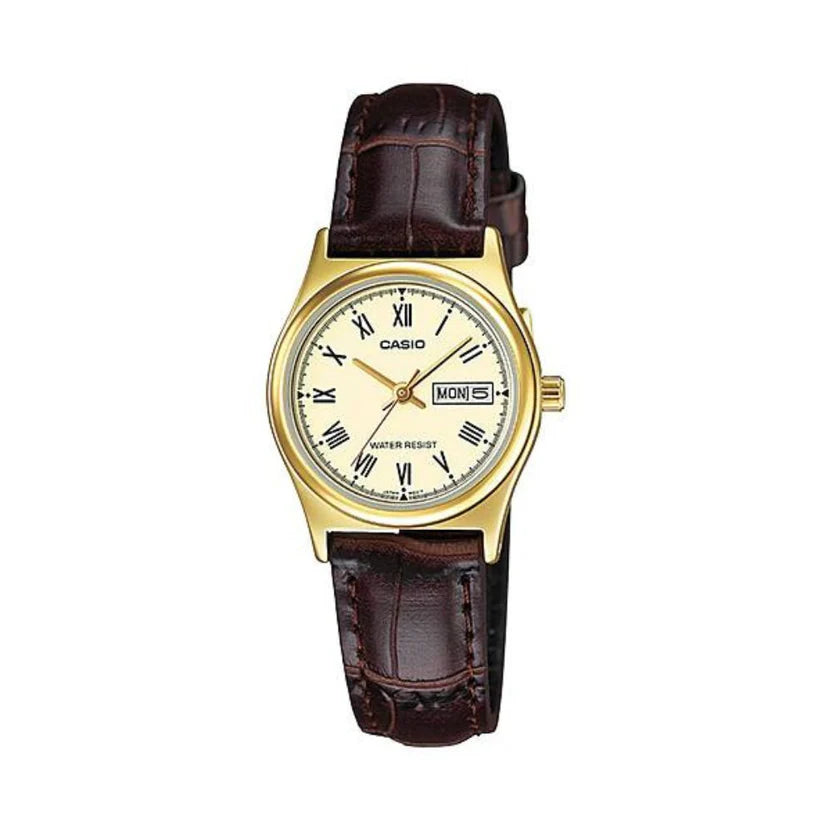 Reloj Casio LTP-V006GL-9B Dorado Cuero Marrón