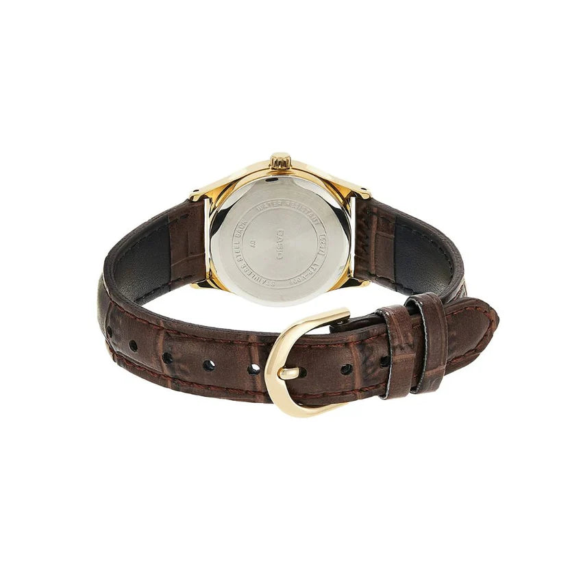 Reloj Casio LTP-V006GL-9B Dorado Cuero Marrón
