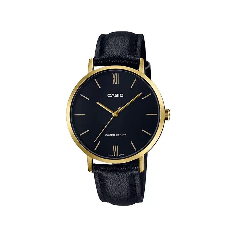 Reloj Casio LTP-VT01GL-1BUDF Negro Cuero Negro Dorado
