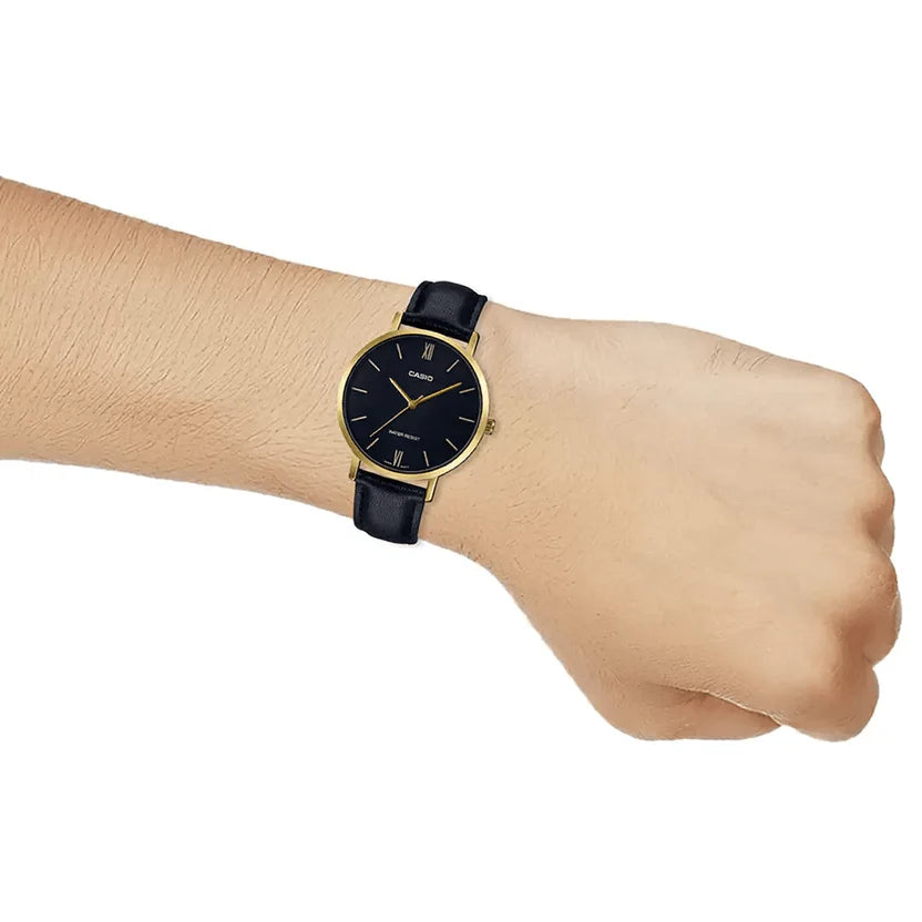 Reloj Casio LTP-VT01GL-1BUDF Negro Cuero Negro Dorado