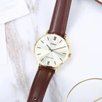 Reloj Casio LTP-VT01GL-9BUDF Dorado Cuero Cristal Mineral