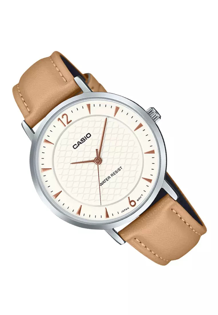 Reloj Casio LTP-VT04L-7A1DF Mujer Esfera Blanca Correa Beige Minimalista