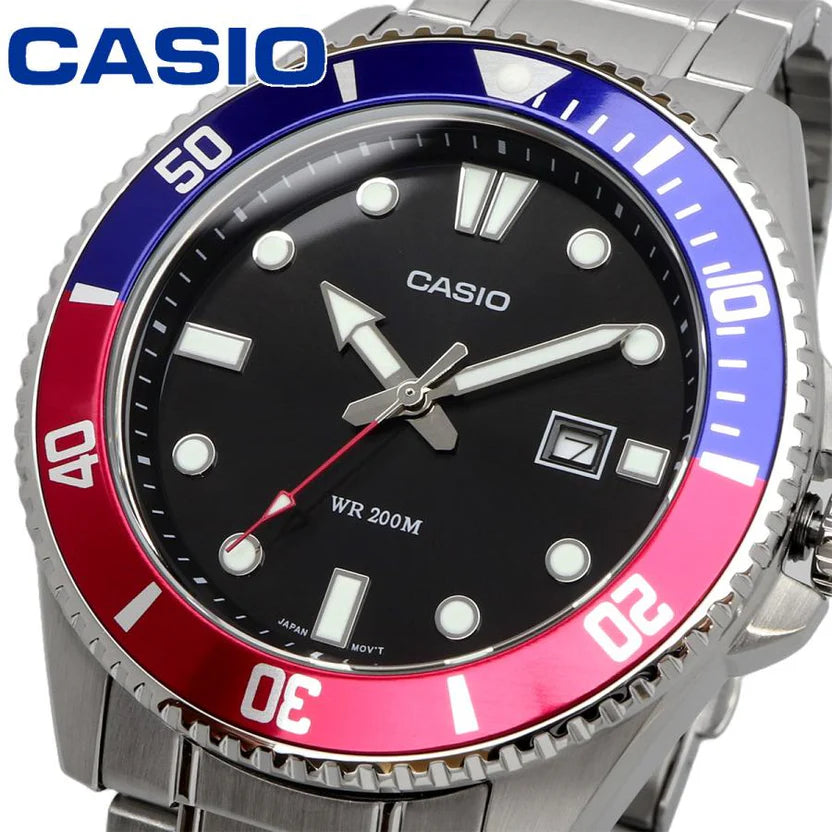 Reloj Casio MDV-107D-1A3VDF Duro Pepsi Acero Inoxidable 200M
