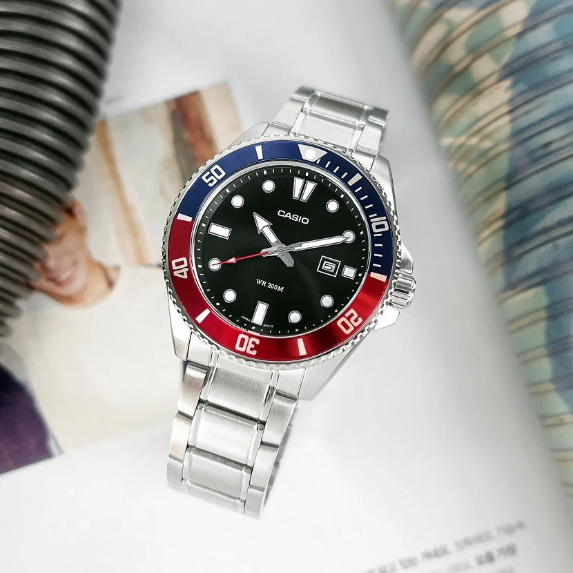 Reloj Casio MDV-107D-1A3VDF Duro Pepsi Acero Inoxidable 200M
