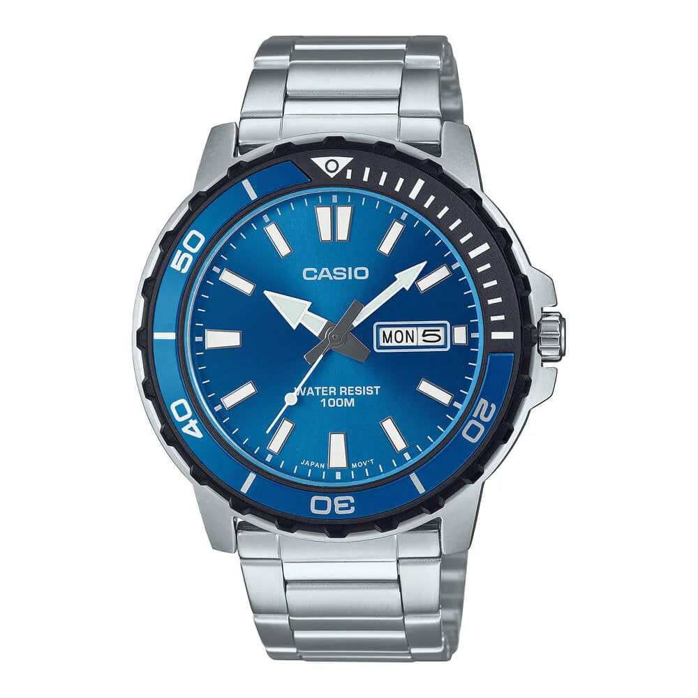 Reloj Casio MTD-125D-2A1 Acero Inoxidable Esfera Azul Diver 100M