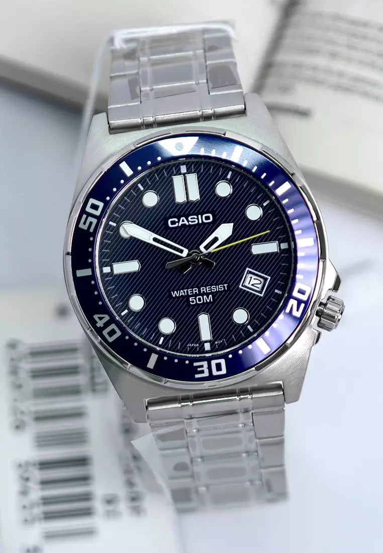 Reloj Casio MTD-135D-2AV Acero Inoxidable Esfera Azul Deportivo 100M