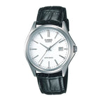 Reloj Casio MTP-1183E-7A Correa de Cuero Negro Esfera Blanca Clásico Elegante