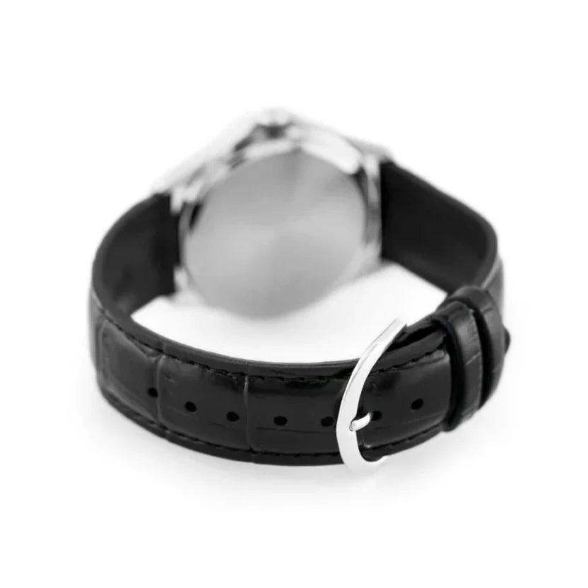 Reloj Casio MTP-1183E-7A Correa de Cuero Negro Esfera Blanca Clásico Elegante