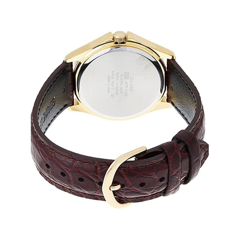 Reloj Casio MTP-1183Q-7A Correa de Cuero Negro Esfera Blanca Clásico Elegante