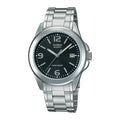 Reloj Casio MTP-1215A-1A Acero Inoxidable Esfera Negra Clásico Elegante