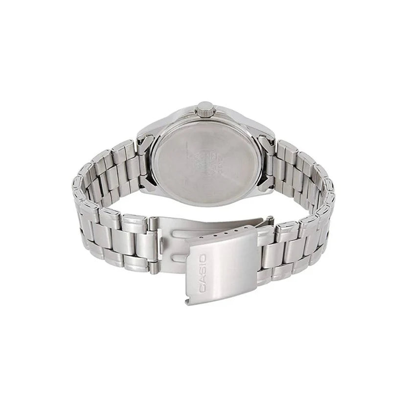 Reloj Casio MTP-1215A-1A Acero Inoxidable Esfera Negra Clásico Elegante