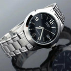 Reloj Casio MTP-1215A-1A Acero Inoxidable Esfera Negra Clásico Elegante