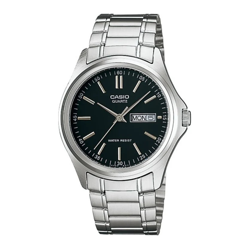 Reloj Casio MTP-1239D-1A Negro Acero Día y Fecha