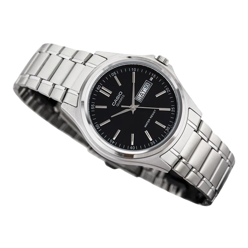 Reloj Casio MTP-1239D-1A Negro Acero Día y Fecha