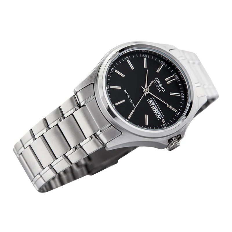 Reloj Casio MTP-1239D-1A Negro Acero Día y Fecha