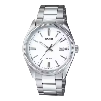 Reloj Casio MTP-1302D-7A1V Acero Inoxidable Blanco Fecha 50M