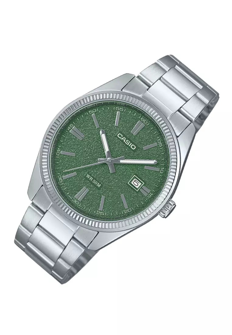 Reloj Casio MTP-1302DA-3AV Acero Inoxidable Esfera Verde Texturizada 50M