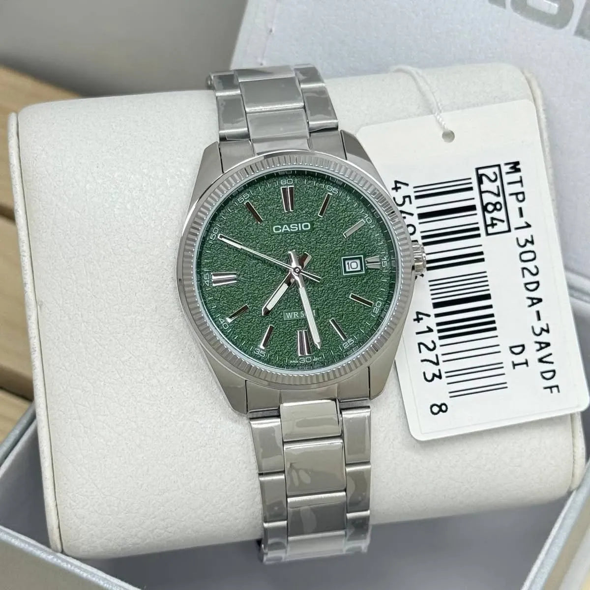 Reloj Casio MTP-1302DA-3AV Acero Inoxidable Esfera Verde Texturizada 50M