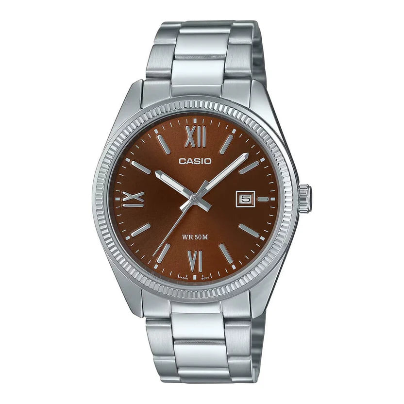 Reloj Casio MTP-1302DD-5AV Acero Inoxidable Esfera Café Sunburst 50M
