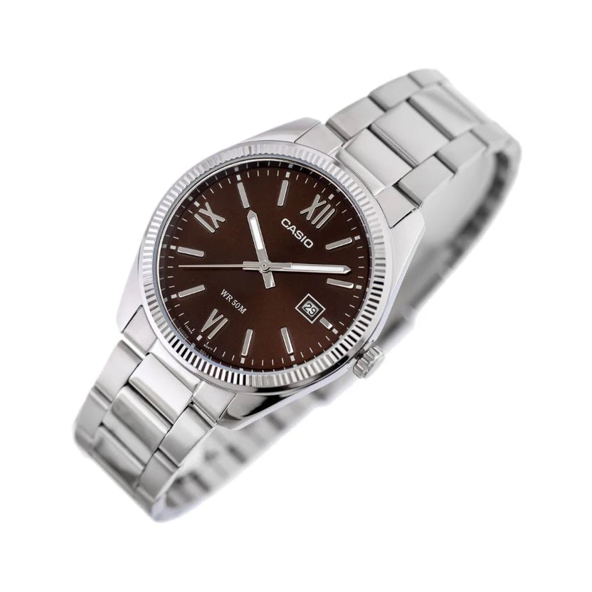 Reloj Casio MTP-1302DD-5AV Acero Inoxidable Esfera Café Sunburst 50M
