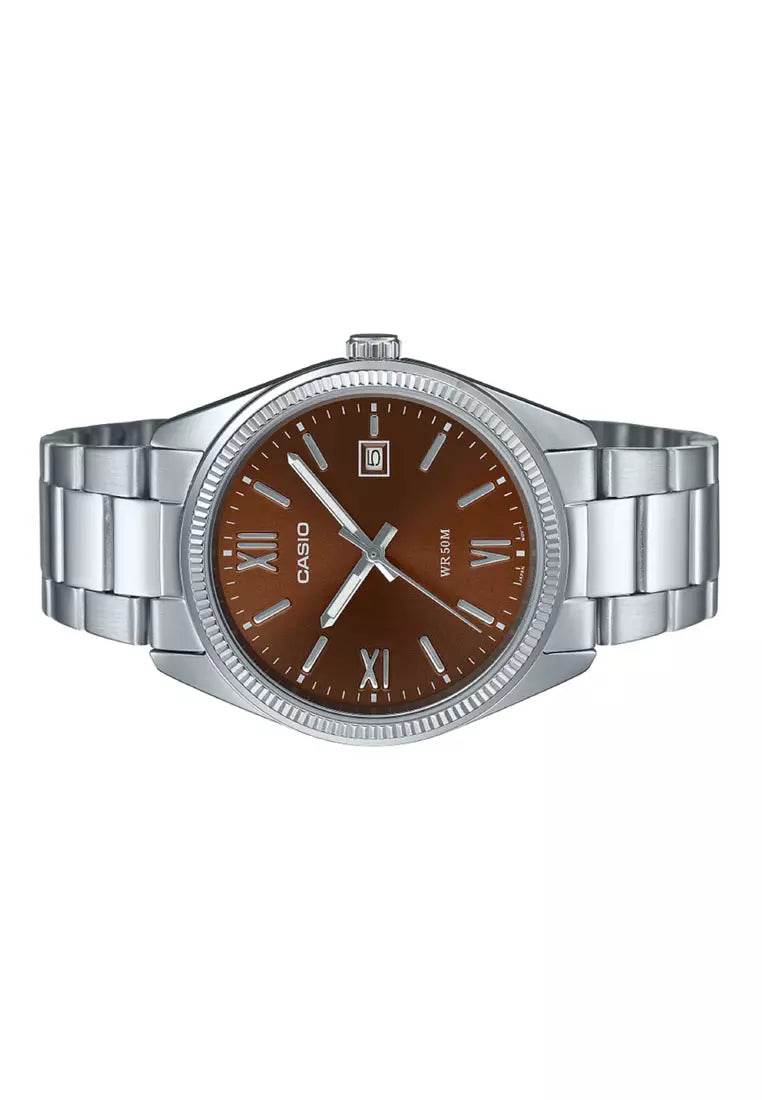 Reloj Casio MTP-1302DD-5AV Acero Inoxidable Esfera Café Sunburst 50M