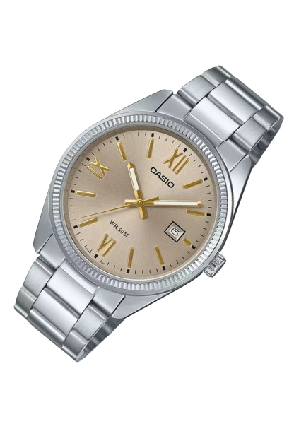 Reloj Casio MTP-1302DD-9AV Champagne Acero Inoxidable Fecha 50M