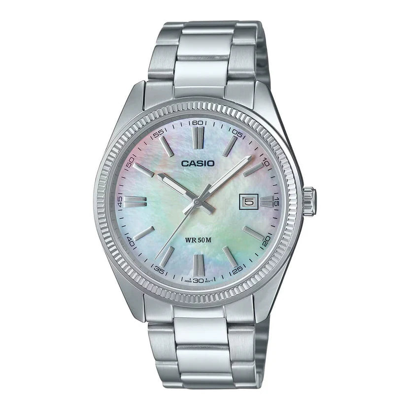 Reloj Casio MTP-1302DS-7AV Acero Inoxidable Esfera Blanco Plateado Sunburst 50M