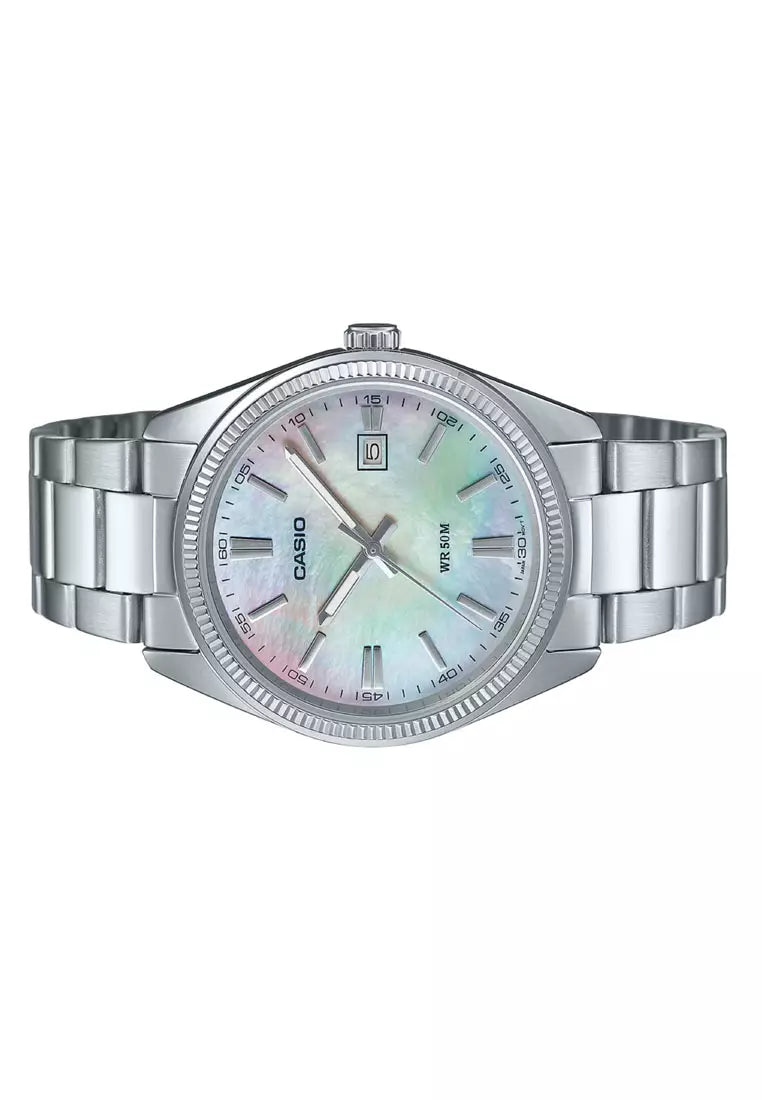 Reloj Casio MTP-1302DS-7AV Acero Inoxidable Esfera Blanco Plateado Sunburst 50M