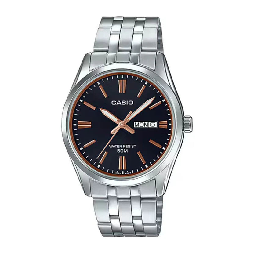 Reloj Casio MTP-1335D-1A2V Acero Inoxidable Esfera Negra Multifunción 50M