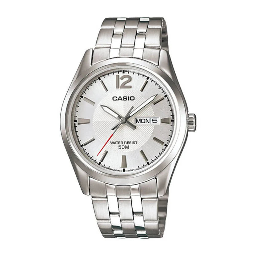 Reloj Casio MTP-1335D-7AV Acero Inoxidable Esfera Blanca Multifunción 50M