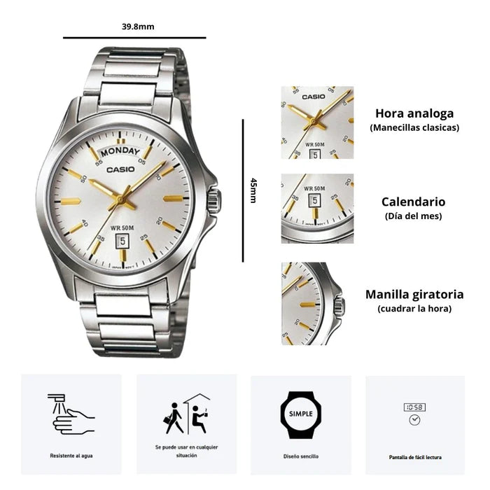 Reloj Casio MTP-1370D-7A2VDF Acero Inoxidable Plateado