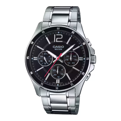 Reloj Casio MTP-1374D-1AV Acero Inoxidable Negro Día y Fecha