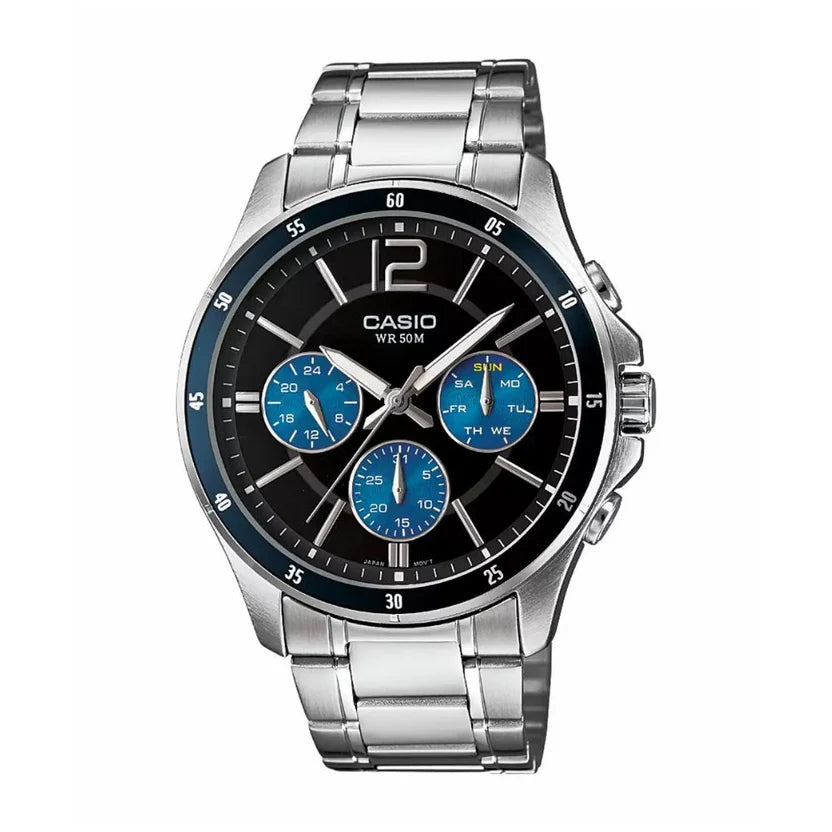 Reloj Casio MTP-1374D-2AV Acero Inoxidable Esfera Azul Multifunción 50M