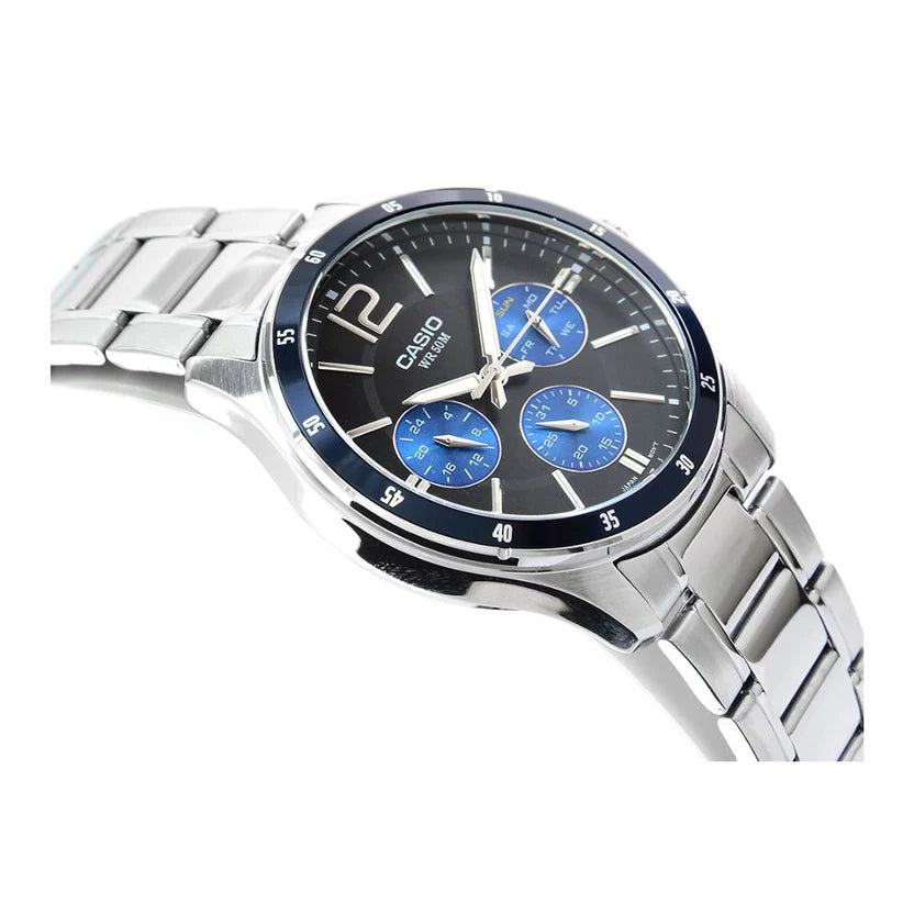 Reloj Casio MTP-1374D-2AV Acero Inoxidable Esfera Azul Multifunción 50M