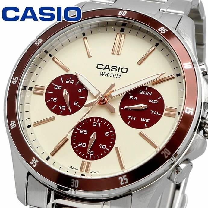 Reloj Casio MTP-1374D-5A2 Acero Inoxidable Esfera Café Multifunción 50M