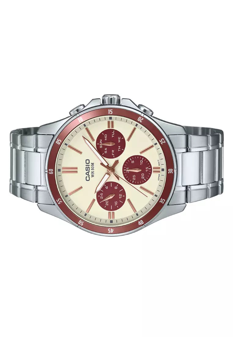 Reloj Casio MTP-1374D-5A2 Acero Inoxidable Esfera Café Multifunción 50M