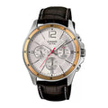 Reloj Casio MTP-1374L-7A Correa de Cuero Negro Esfera Blanca Multifunción 50M