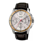 Reloj Casio MTP-1374L-7A Correa de Cuero Negro Esfera Blanca Multifunción 50M