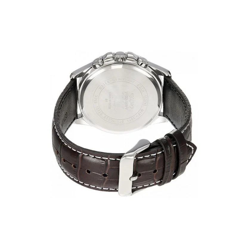 Reloj Casio MTP-1374L-7A1 Correa de Cuero Negro Esfera Blanca Multifunción 50M