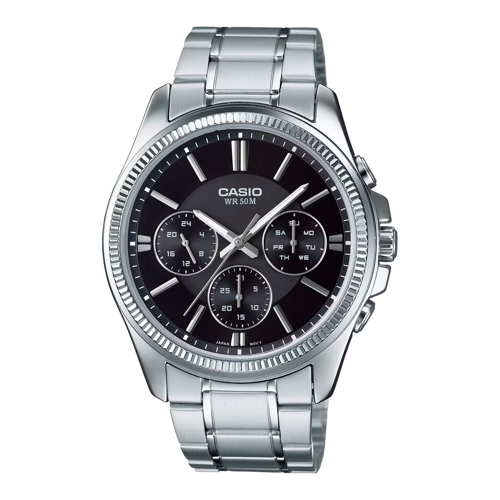 Reloj Casio MTP-1375D-1AV Acero Inoxidable Negro Día y Fecha