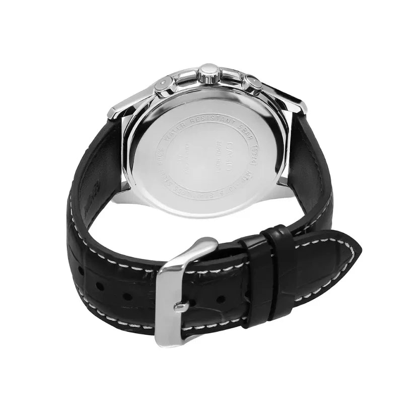 Reloj Casio MTP-1375L-7AV Correa de Cuero Negro Esfera Blanca Multifunción 50M