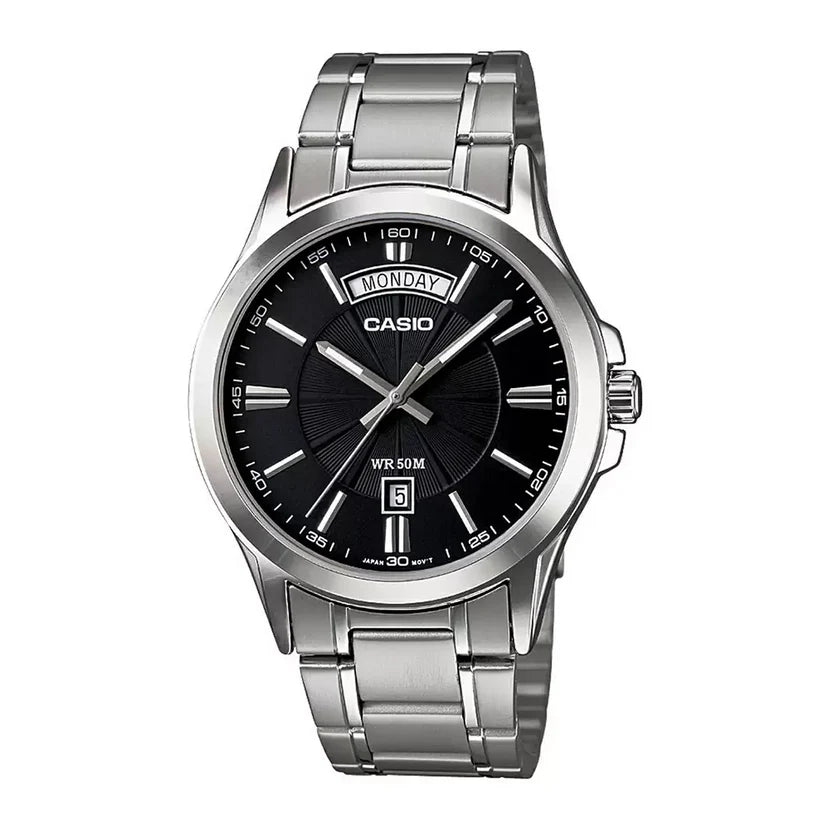 Reloj Casio MTP-1381D-1AV Acero Inoxidable Esfera Negra 50M