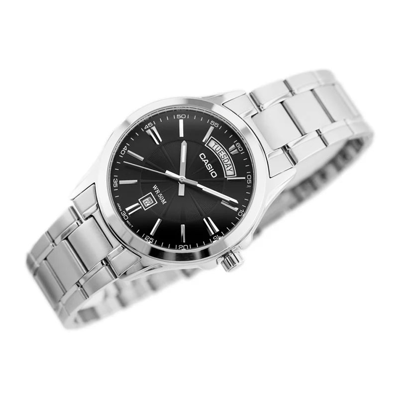 Reloj Casio MTP-1381D-1AV Acero Inoxidable Esfera Negra 50M
