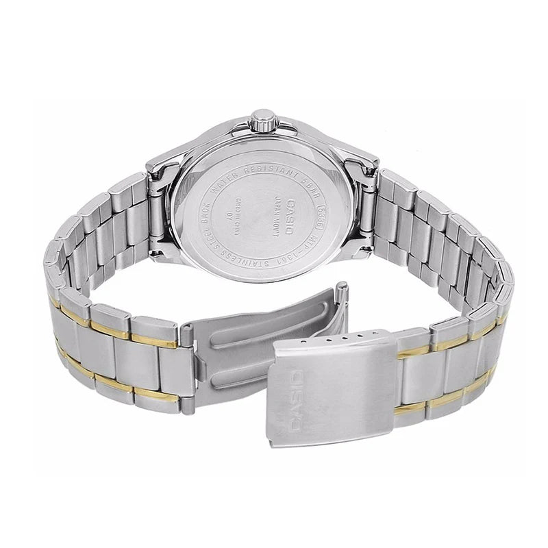 Reloj Casio MTP-1381G-1AV Dorado Acero Inoxidable Esfera Negra Multifunción 50M