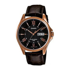 Reloj Casio MTP-1384L-1AVDF Negro Cuero Marrón 100M