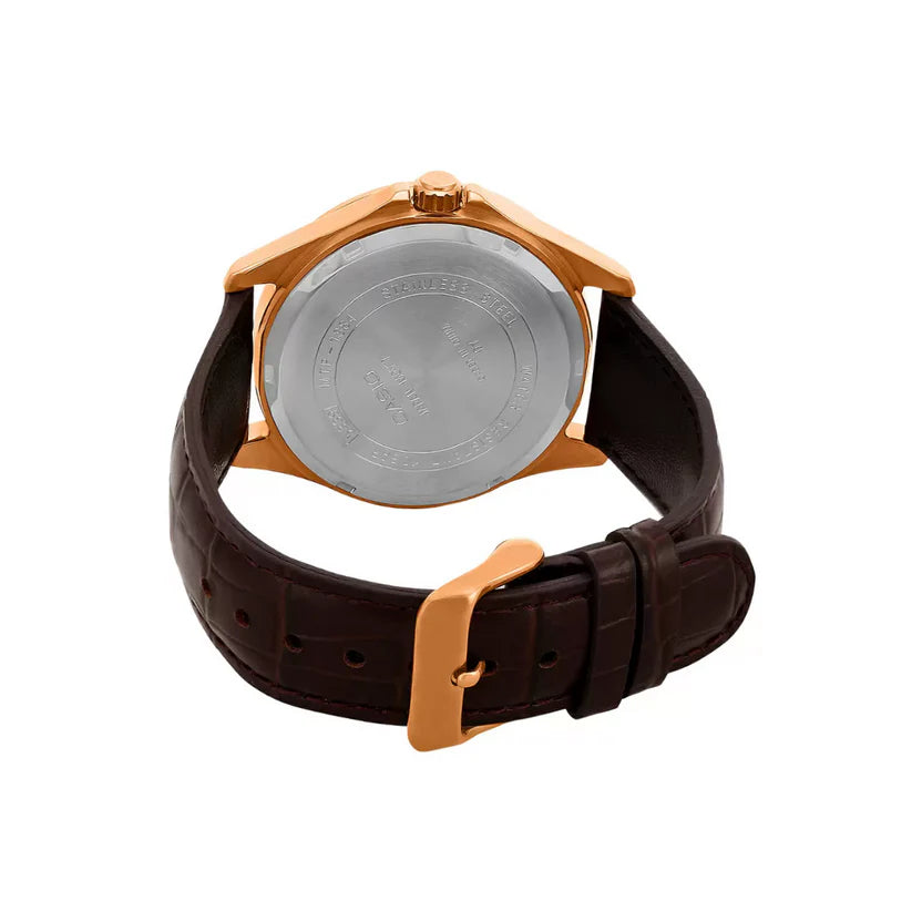 Reloj Casio MTP-1384L-1AVDF Negro Cuero Marrón 100M