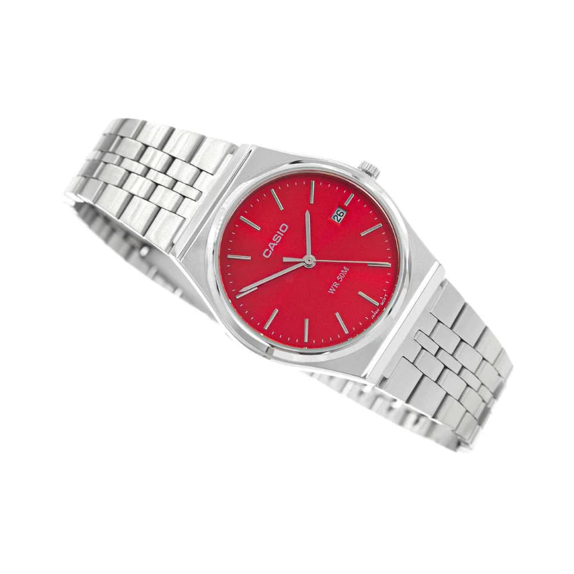 Reloj Casio MTP-B145D-4A2V Acero Inoxidable Esfera Roja 50M