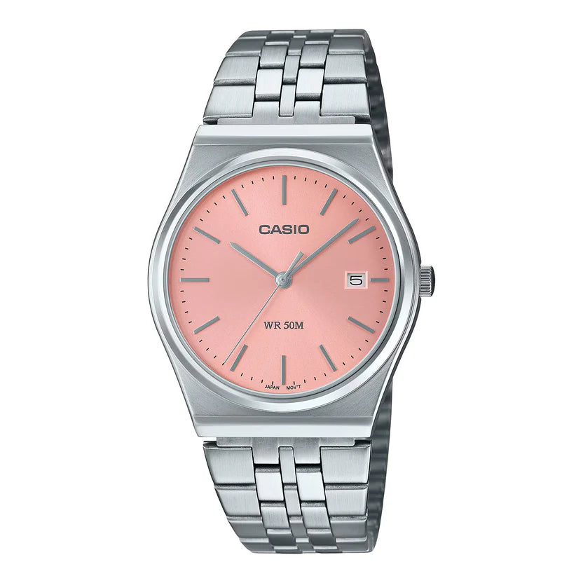 Reloj Casio MTP-B145D-4AV Acero Inoxidable Esfera Salmón Sunburst 50M